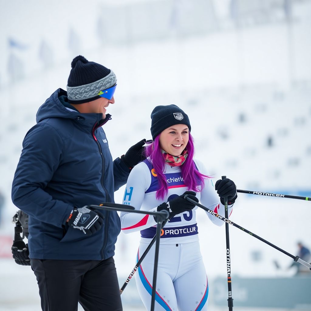 Магдалена Нойнер и тренер, покрасивший волосы в фиолетовый ради спора